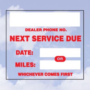Static Cling Sticker - "Next Service Due"
