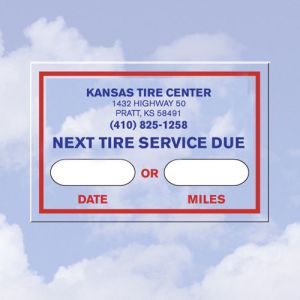 Static Cling Sticker - "Next Tire Service Due"