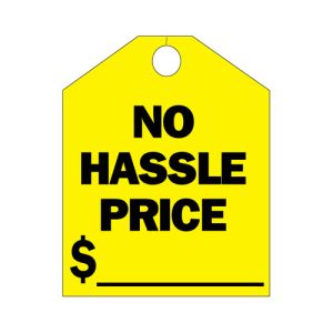 Mirror Hang Tag - "No Hassle Price"