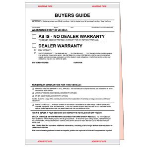 "As Is" Buyers Guide Form
