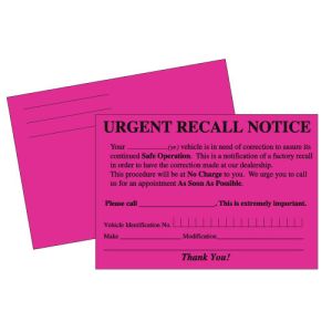 Urgent Recall Postcard without Personalization