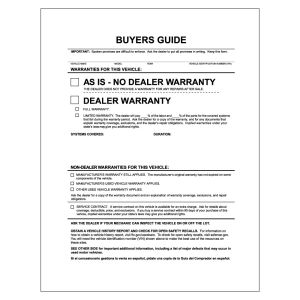 Outside "As Is" Buyers Guide Form