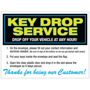 Key Drop Service Instructions Wall Sign