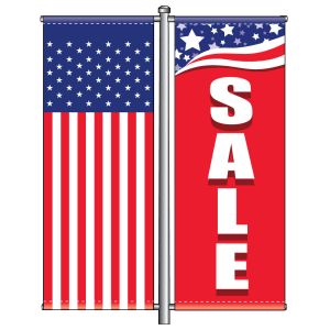 Vinyl Pole Banner Set - American, Patriotic Stars "Sale"