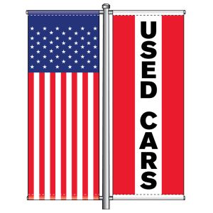 Vinyl Pole Banner Set - American, Red and White "Used Cars"