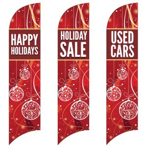 Holiday Wave Flags for Sales - Red Ornaments