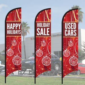 Holiday Wave Flag Kits - Red Ornaments