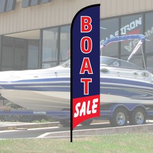 Wave Flag Kit - "Boat Sale" Blue with Red Border 