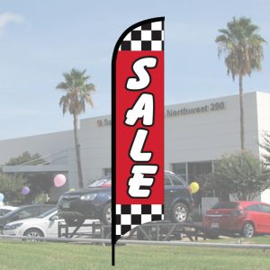 Sales Wave Flag Kits - "Sale" Checkered White on Red