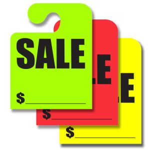 Fluorescent Mirror Hang Tags - Hook Style - "Sale"