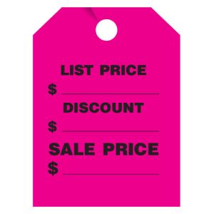 Mirror Hang Tag - "List Price" Fluorescent Pink