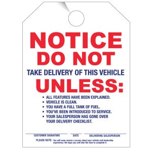 Mirror Hang Tag - Vehicle Delivery