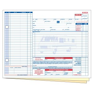 RV Repair Order - 3 Part without Personalization