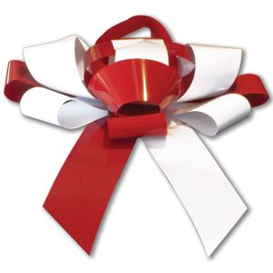 30" Giant Car Bow - White and Red