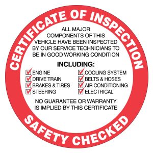 Certificate of Inspection Sticker