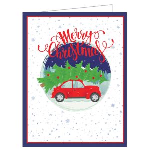 Holiday Card - Red Car in Snow