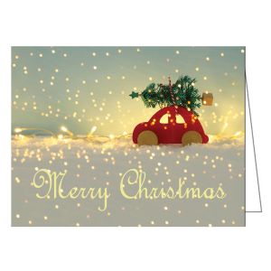 Christmas Card - Red Car in Lights