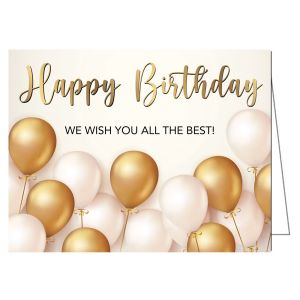 Happy Birthday Card - Gold Balloons
