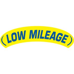 Arch Slogan Windshield Sticker - "Low Mileage"