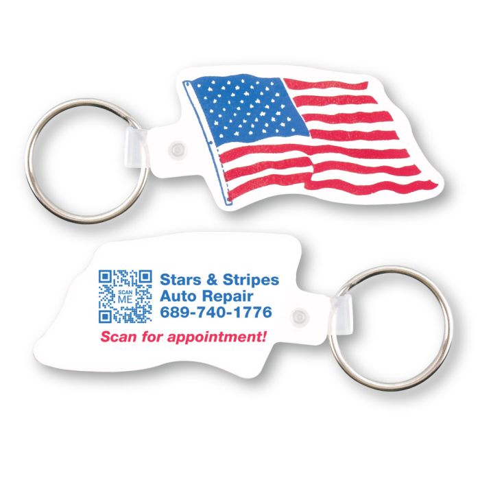 Personalized Key Tag - American Flag - 2 Sided