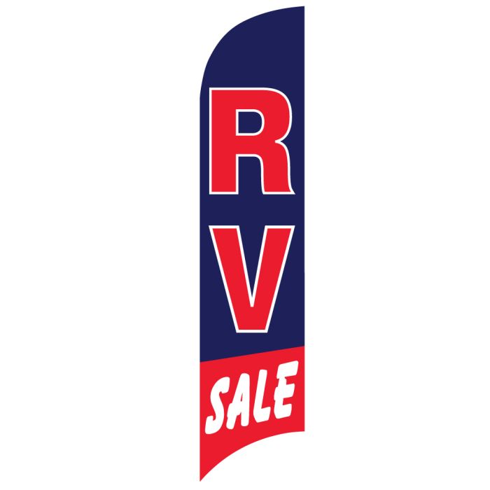 Wave Flag - "RV Sale" Blue with Red Border