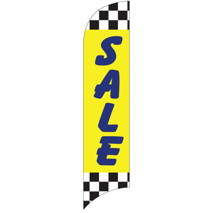Sales Wave Flag - "Sale" Raceway Checkered Blue on Yellow