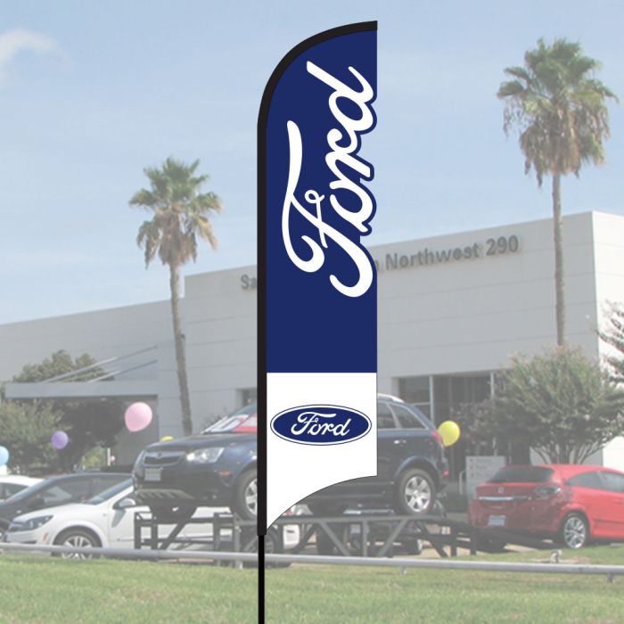 3D Franchise Wave Flag Kits - Ford - Ground Spike