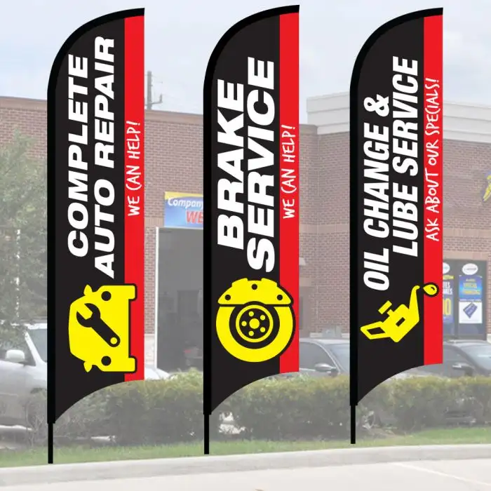 Service Wave Flag Kits - Black over Red
