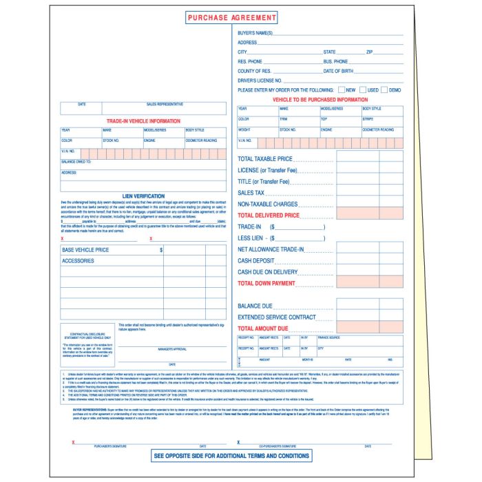 Purchase Agreement without Personalization