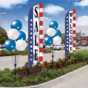 2 Wave Flag Kits and 2 Balloon Cluster Kit - Patriotic