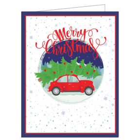 Christmas Card - Red Car in Snow