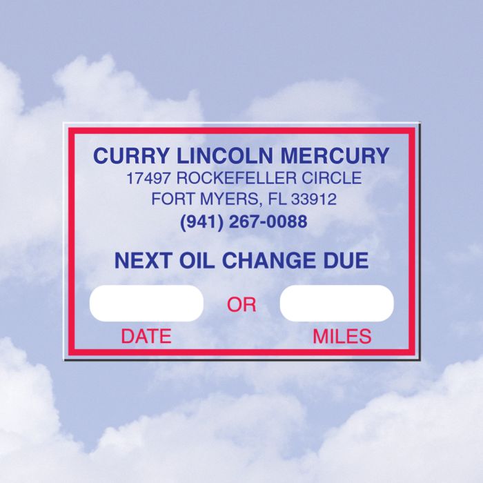 Oil Change Sticker - "Next Oil Change Due" Oil Change Sticker - "Next Oil Change Due"