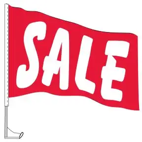 Car Flag with Window Clip - Sale Red