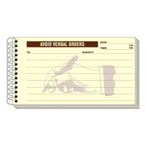 Avoid Verbal Orders Book