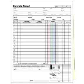 Body Shop Estimate Report