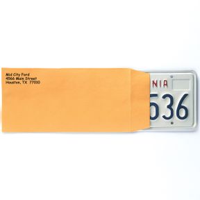 Personalized License Plate Envelope