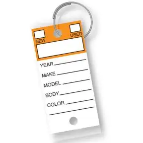 Color Top Laminated Key Tag - White with Orange