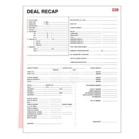 F and I Deal Recap Form