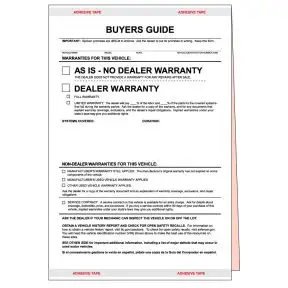 As Is Buyers Guide Form (without signature line)