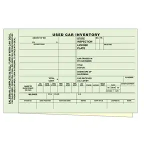 Used Car Inventory Card