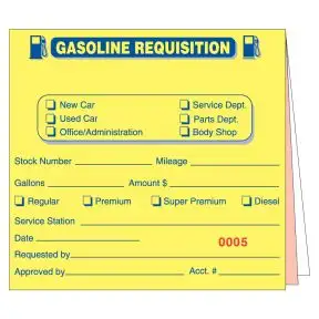 Gasoline Requisition Book - 3 Part without Personalization