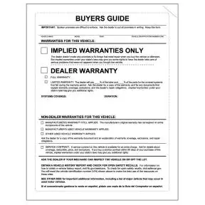 "Implied Warranties" Buyers Guide Laser Form