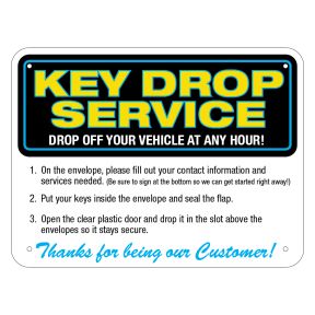 Key Drop Service Instructions Wall Sign