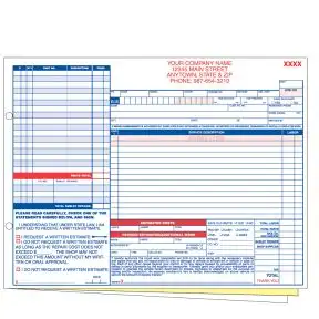Prime Item Repair Order - 3 Part with Personalization