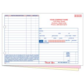 Compact Repair Order - 3 Part with Personalization