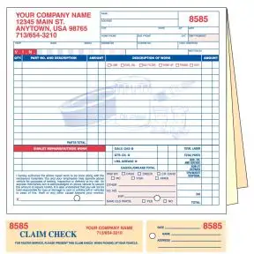 Compact Repair Order - 3 Part with Personalization