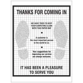 Poly-Back Paper Floor Mat - "Thanks"