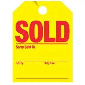 Fluorescent Mirror Hang Tag - "Sold, Delivery"