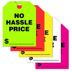Mirror Hang Tags - "No Hassle Price"