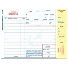 Marine Repair Order - 3 Part with Personalization